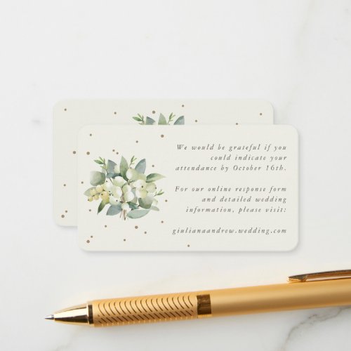 Mini Cream SnowberryEucalyptus Online RSVP Enclosure Card