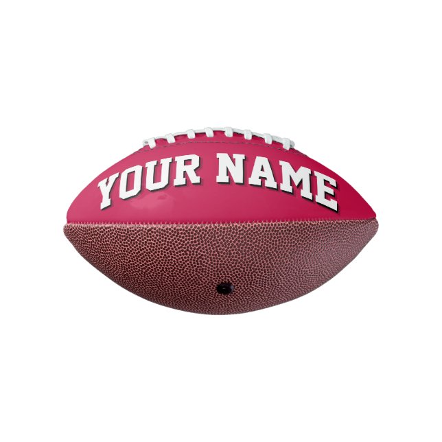 Mini CRIMSON RED AND WHITE Personalized Football (Rotated 270)