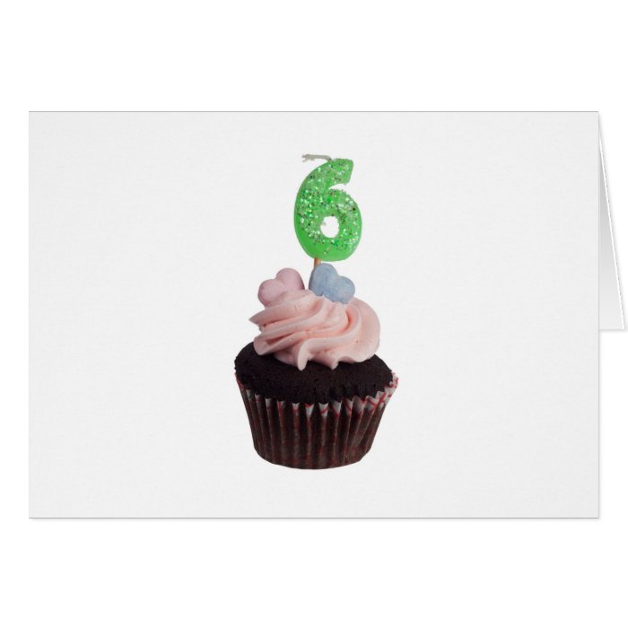 Mini cupcake with number six candle cards