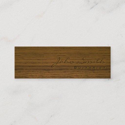 Customizable Mini Dark Wood Guitarist Business Card