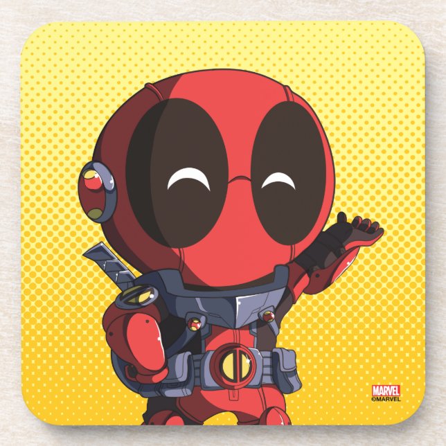 Mini Deadpool in Armor Beverage Coaster (Front)