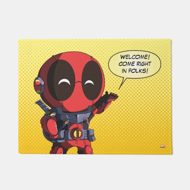 Mini Deadpool in Armor Doormat (Front)