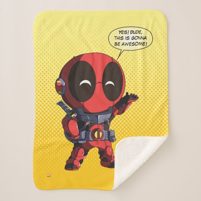 Mini Deadpool in Armor Sherpa Blanket (Front)