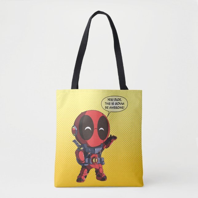 Mini Deadpool in Armor Tote Bag (Front)