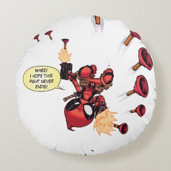 Mini Deadpool Spiral Dart Attack Round Pillow by deadpool at Zazzle