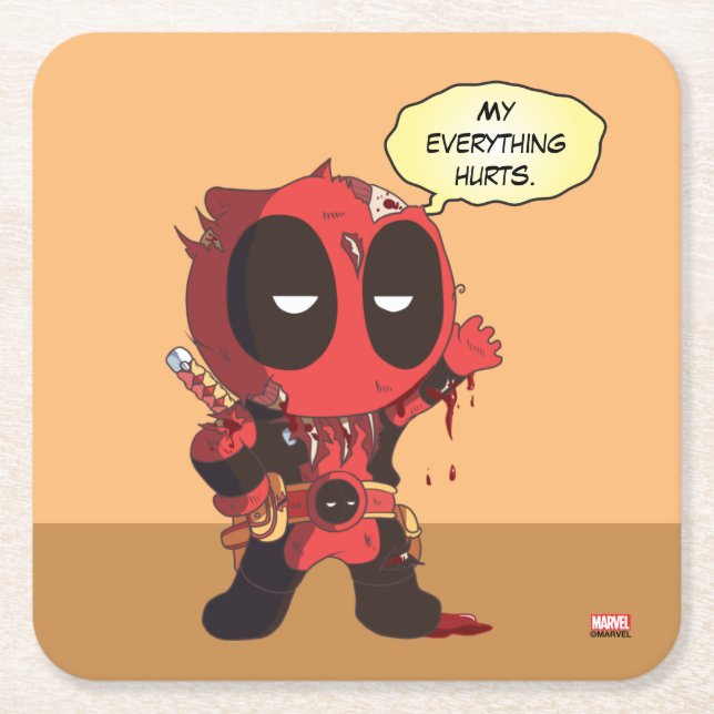 Mini Deadpool Survivor Square Paper Coaster (Front)