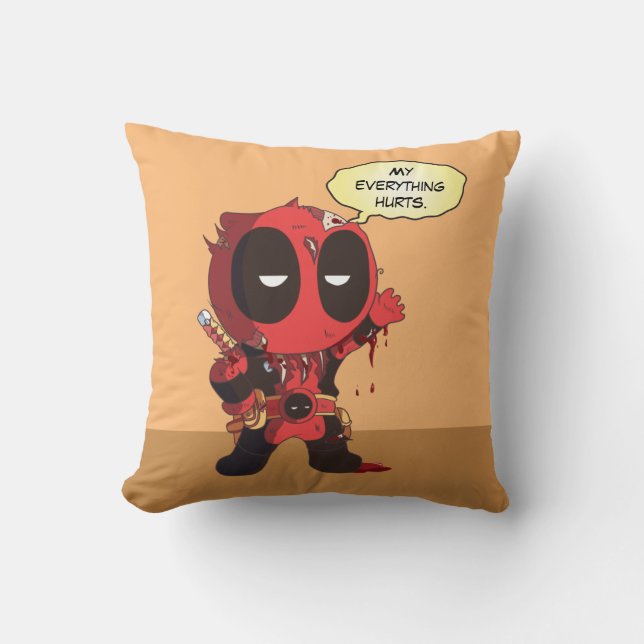 Mini Deadpool Survivor Throw Pillow (Front)