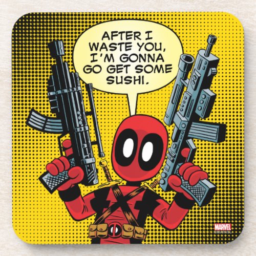Mini Deadpool With Guns Beverage Coaster