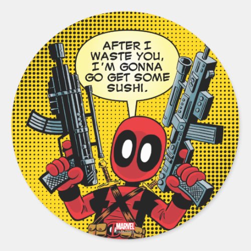 Mini Deadpool With Guns Classic Round Sticker
