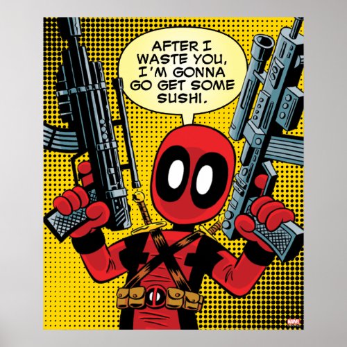 Mini Deadpool With Guns Poster