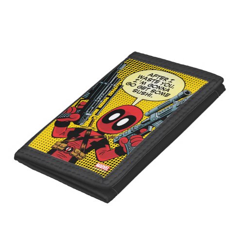 Mini Deadpool With Guns Tri_fold Wallet