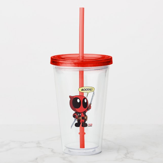 Mini Deadpool With Two Swords Acrylic Tumbler (Front)