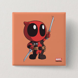 Mini Deadpool With Two Swords Button