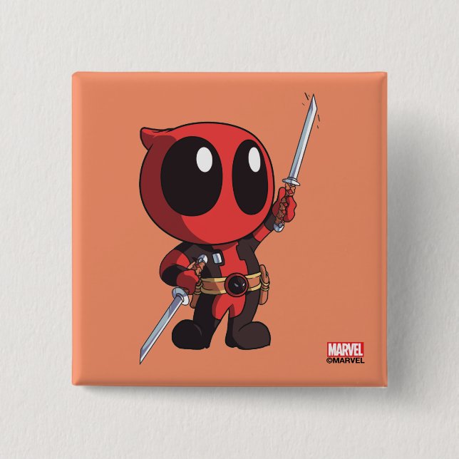 Mini Deadpool With Two Swords Button (Front)