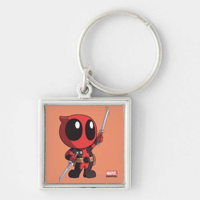 Mini Deadpool With Two Swords Keychain (Front)