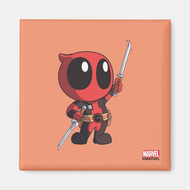 Mini Deadpool With Two Swords Magnet (Front)