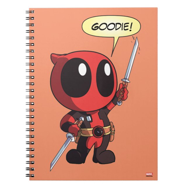 Mini Deadpool With Two Swords Notebook (Front)