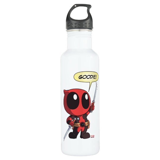 Mini Deadpool With Two Swords Stainless Steel Water Bottle (Front)
