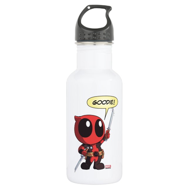 Mini Deadpool With Two Swords Stainless Steel Water Bottle (Front)