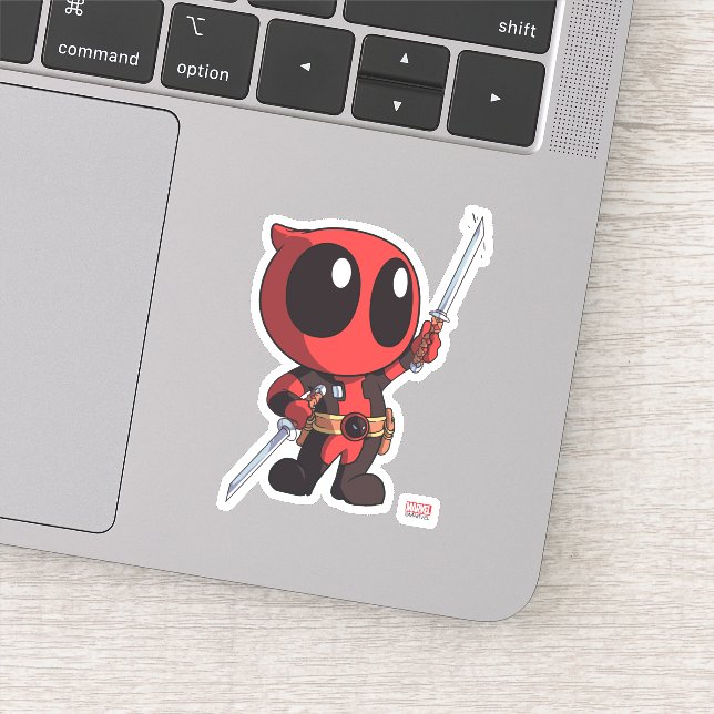 Mini Deadpool With Two Swords Sticker (Detail)