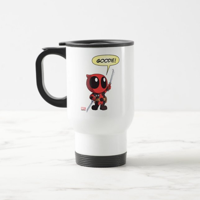 Mini Deadpool With Two Swords Travel Mug (Left)
