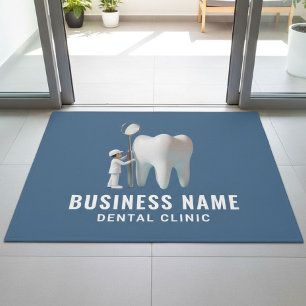 Mini Dentist & Bright Tooth Blue Dental Office Doormat