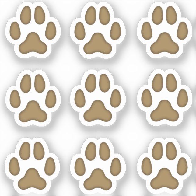 Mini Dog Paw Prints Brown Animal Tracks Stickers (Front)