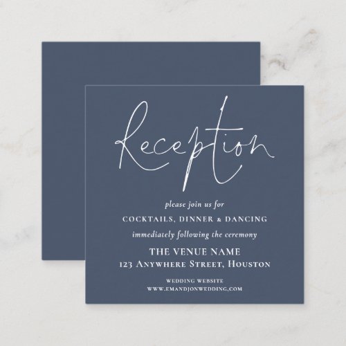 MINI Dusty Navy Blue Wedding Reception Details Enclosure Card