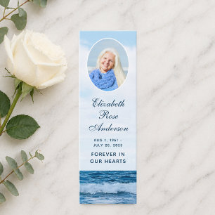 Mini Elegant Funeral Memorial Photo Bookmark Card
