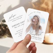 Mini Elegant Script Arch Photo Graduation Invite