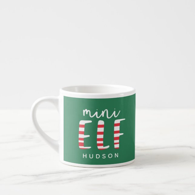 Mini Elf festive red, green and white Christmas Espresso Cup (Left)