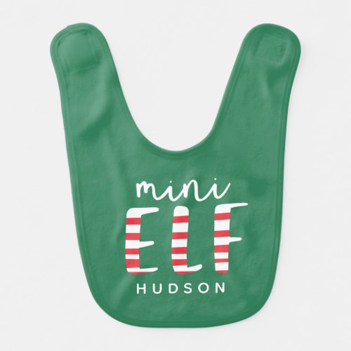 Mini Elf festive stripe Christmas Baby Bib