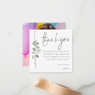 MINI Eucalyptus Photo Twenty First Thank You Note Card