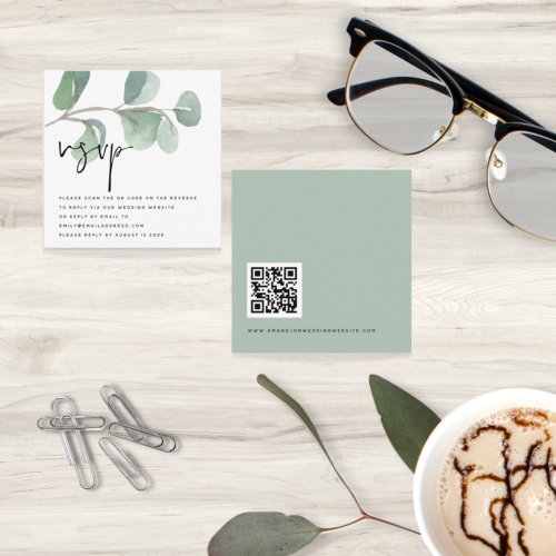 MINI Eucalyptus QR Code Script Wedding RSVP Enclosure Card