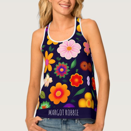 Mini Exotic Flowers Floral Pattern Tank Top