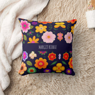 Mini Exotic Flowers Floral Pattern Throw Pillow