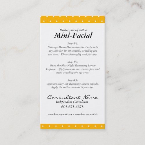 Mini Facial Instruction Card