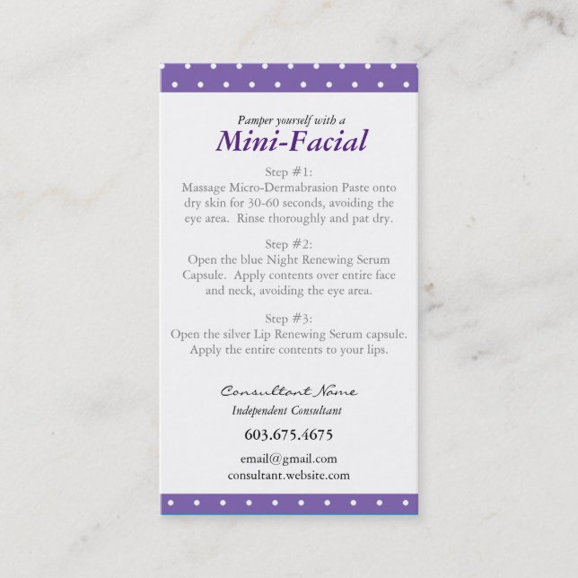 Mini Facial Instruction Card (Front)
