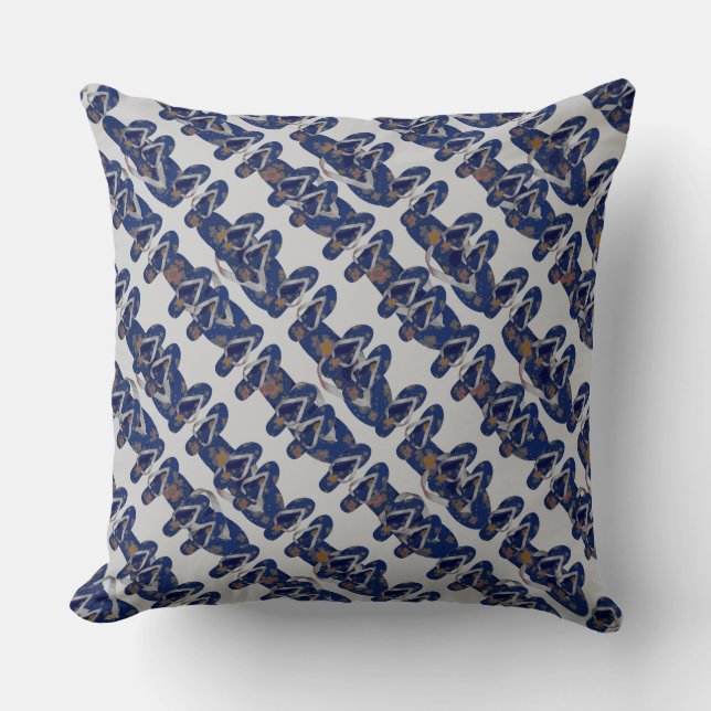 Mini Flip Flops (blue/grey) Throw Pillow (Front)