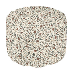 Mini Floral Print Round Pouf