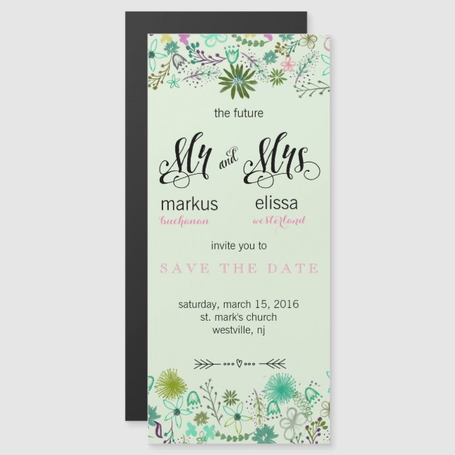 Mini Flowers Save the Date Wedding Invite (Front/Back)