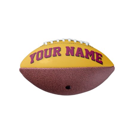 Mini Gold And Burgundy Personalized Football