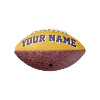 Mini Gold And Navy Blue Personalized Football by MINI_FOOTBALLS at Zazzle