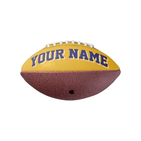 Mini Gold And Navy Blue Personalized Football