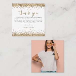 MINI Gold Glitter Photo Sweet Sixteen Thank You Note Card