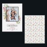 Mini Gold Winter Greenery Merry Christmas Photo Note Card<br><div class="desc">Introducing our Mini Gold Winter Greenery Merry Christmas Photo Note Card! This beautiful 3.5x2.5 card features your favorite family photo, with Merry Christmas in a popular hand lettered calligraphy and serif font duo. It's embellished with a festive hand painted watercolor winter botanical greenery with red berries. The card can be...</div>