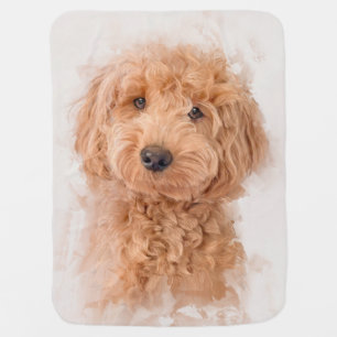 Mini Goldendoodle Dog Portrait Baby Blanket