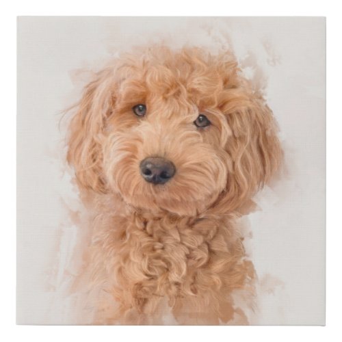 Mini Goldendoodle Dog Portrait Faux Canvas Print