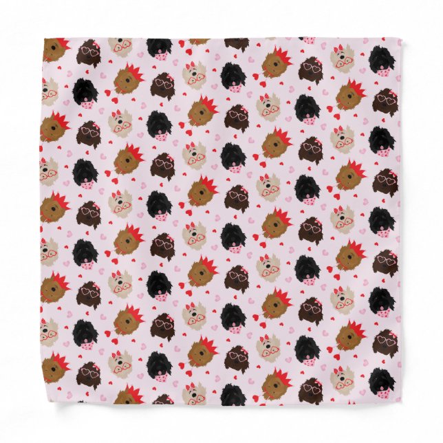 Mini Goldendoodle Dogs Valentines Day Bandana (Front)