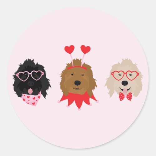 Mini Goldendoodle Dogs Valentines Day Classic Round Sticker